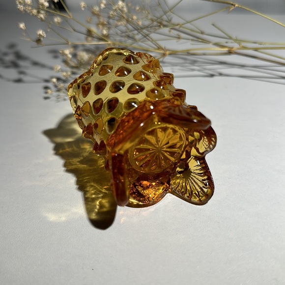 Vintage Fenton Hobnail Amber 3 Footed Toothpick Holder - Picture 5 of 7